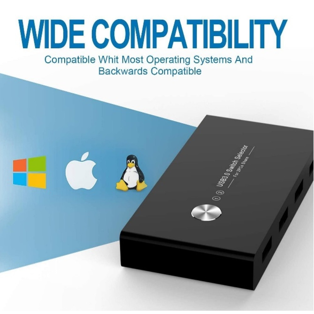 RYBOZEN USB 3.0 Switch Selector, KVM Switcher for 2 pc Sharing 4 USB Devices - Picture 7 of 9